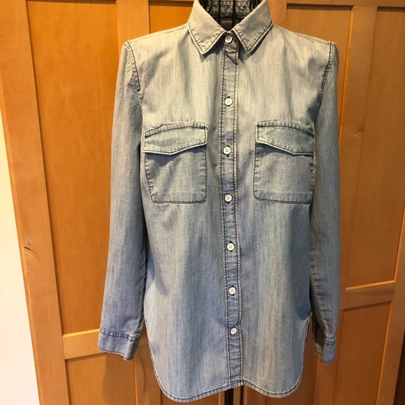 Old Navy Chambray Button Down Top Small Petite - Picture 1 of 7